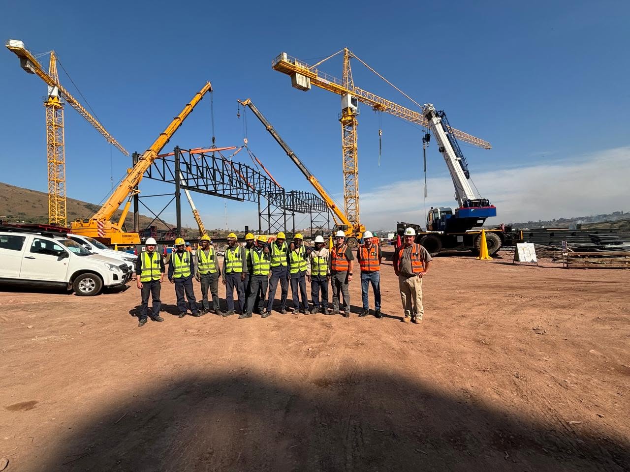 Greenhouse Construction team at the Key Ridge steel construction site